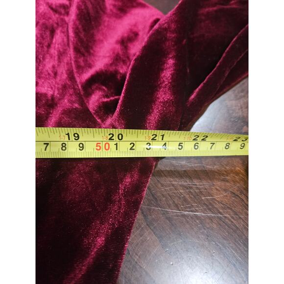 Red Burgundy Crushed Velvet Velour Long Cardigan Duster Topper Sz L Holiday - Picture 6 of 7